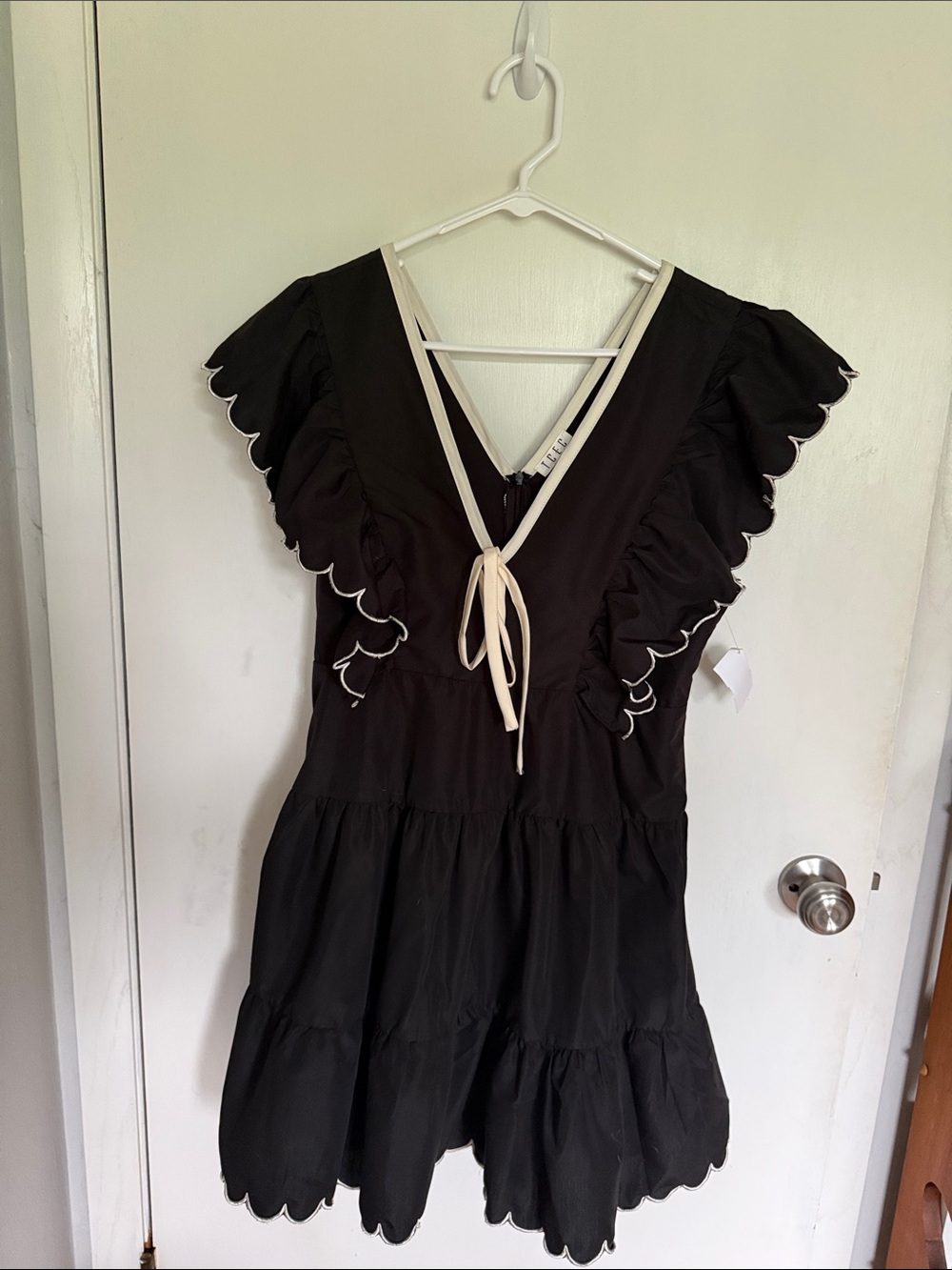 TCEC Black Mini Dress with Cream Trim